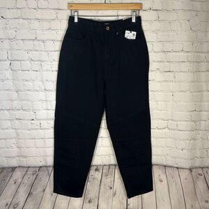Zara Mom Fit Black Moto Ribbed High Waisted Tapered Jeans Womens 8 NEW